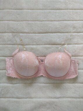 Torrid 44C Push-up Bra Pink Strapless With Clear Straps Added